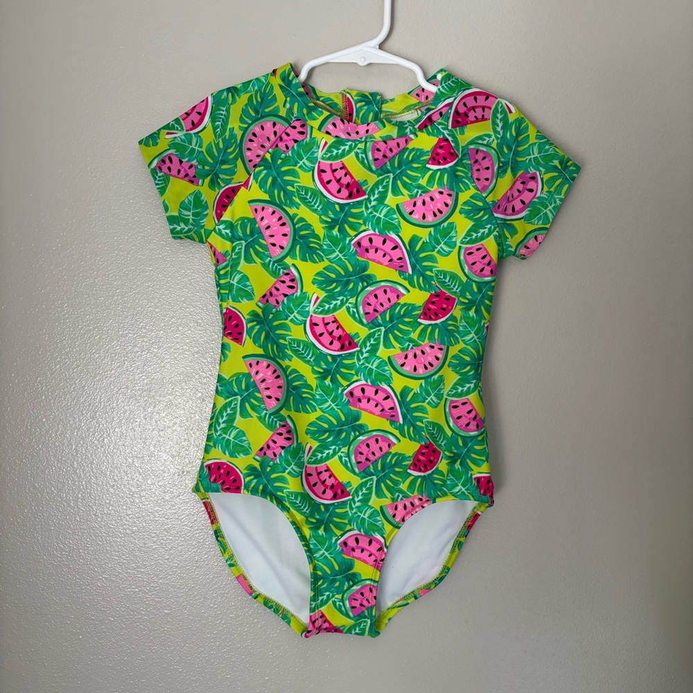 Cat & Jack Kids Swim One Piece - Green and Pink